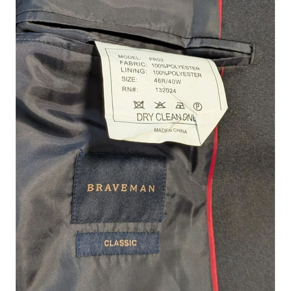 NWT Braveman Men's Dark Gray Classic Fit Double Vent Sports Coat Size 46R‎